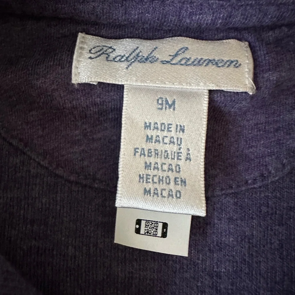 Ralph Lauren Baby Girls Purple Knit‎ Sweater Footless Sleepsuit Romper 9M